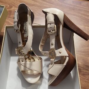 Michael Kors Beige and Brown Strappy Heels